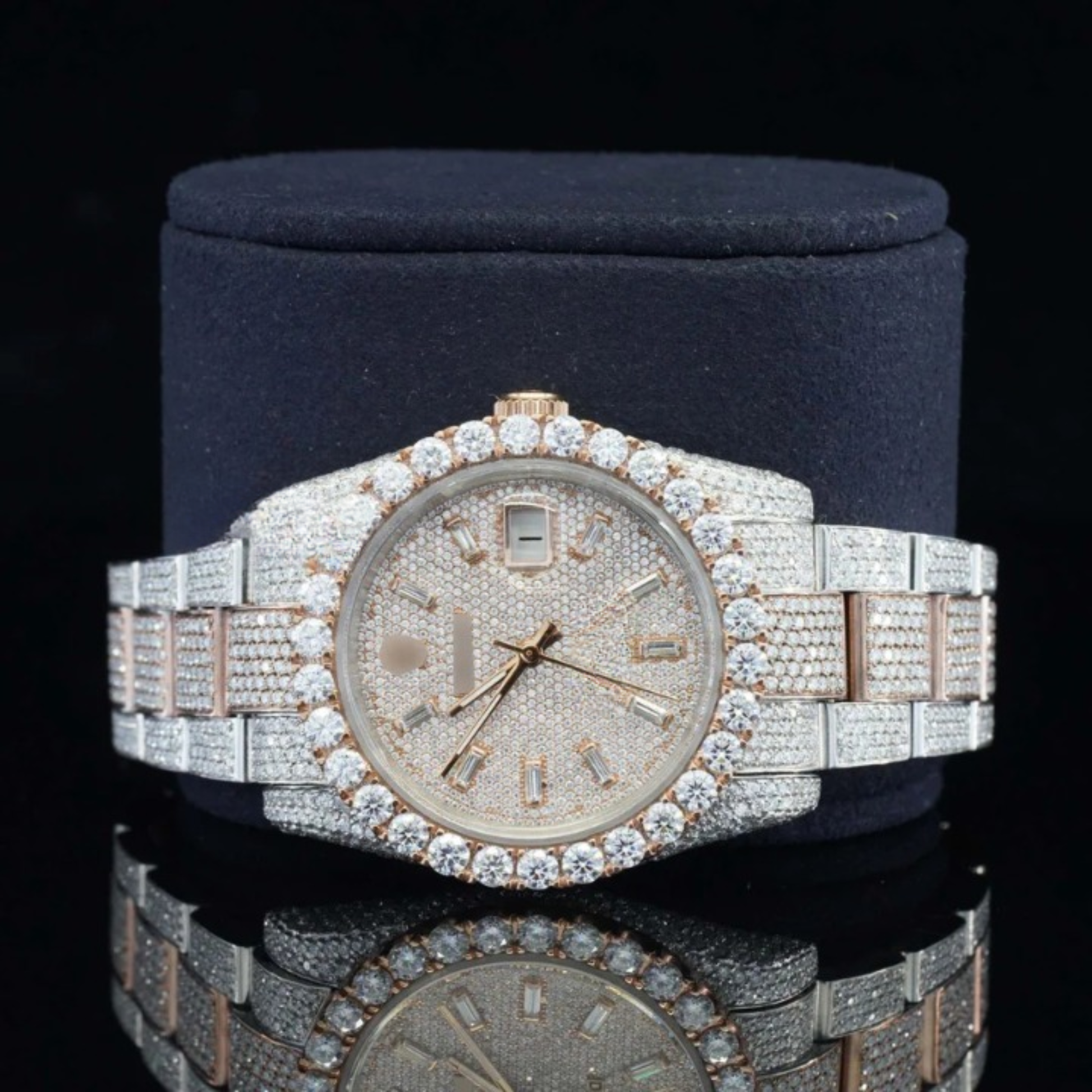Fully Iced Out Swiss ETA Two Tone Moissanite Watch For Men