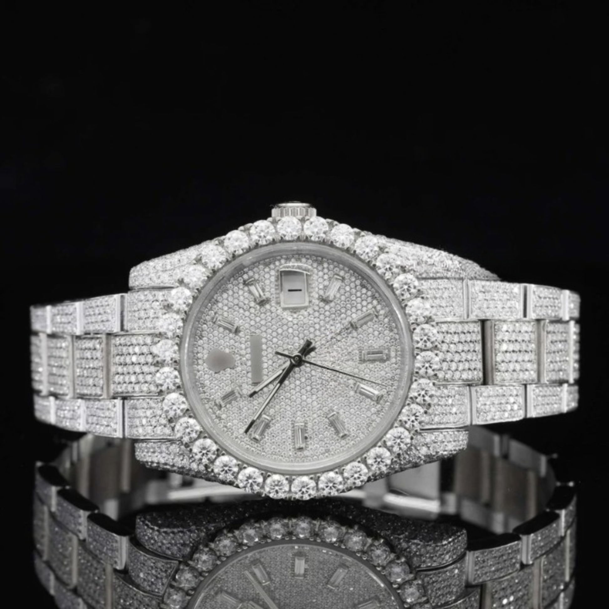 Fully Iced Out Swiss ETA Two Tone Moissanite Watch For Men